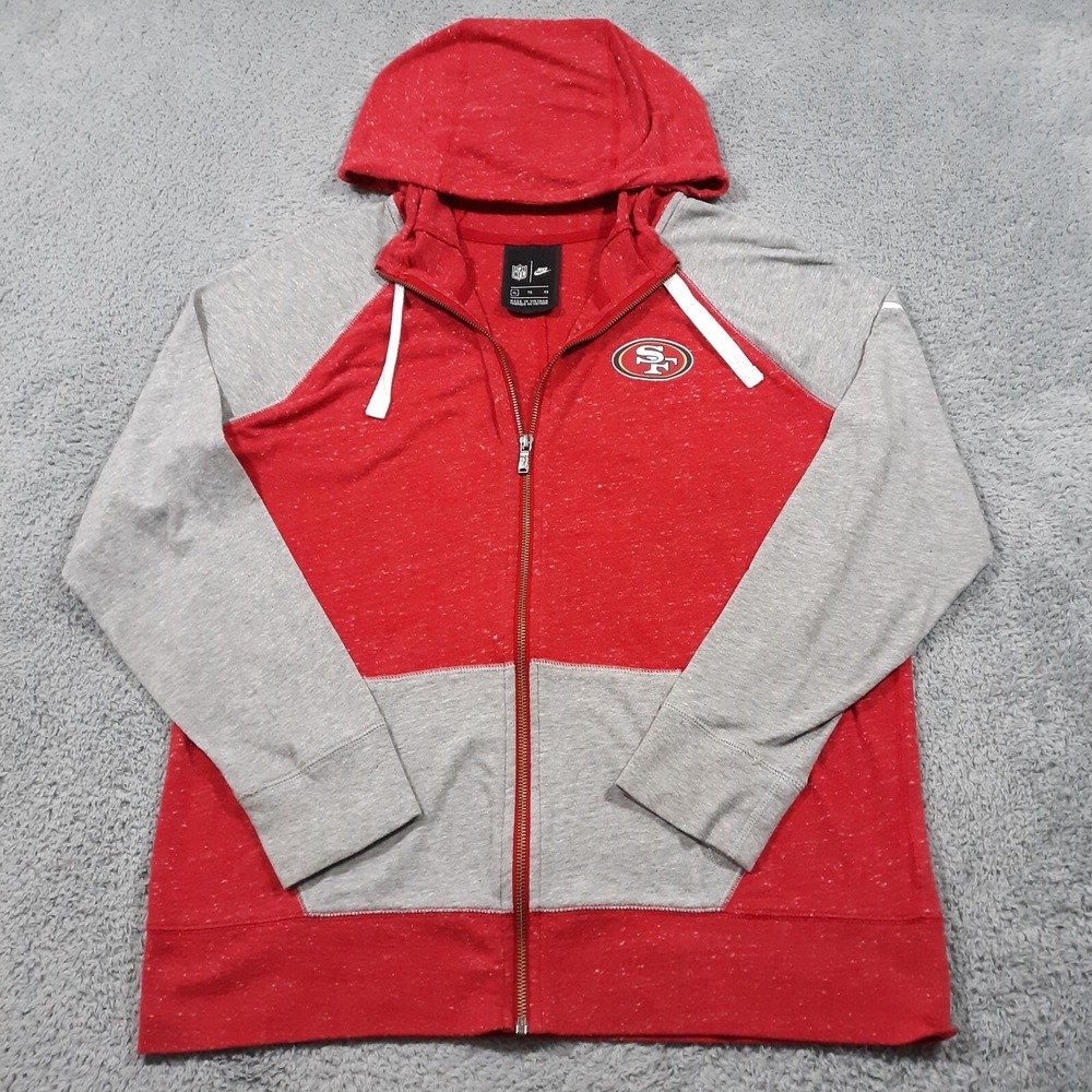 Nike San Francisco 49ers Hoodie Red Gray Full Zip Womens Size XL Football NFL